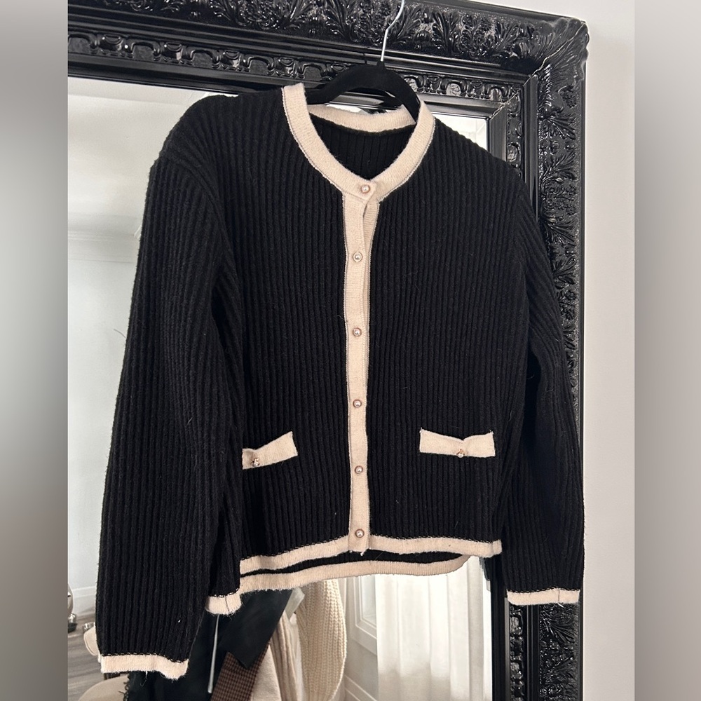 J.ING Black and Cream Cardigan